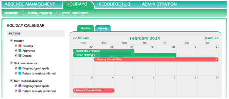 Engage Holiday Management tool