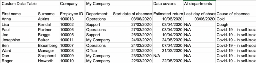 Custom Data Table Report